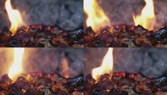 烤肉 烤牛肉 炭火烤肉高清在线视频素材下载