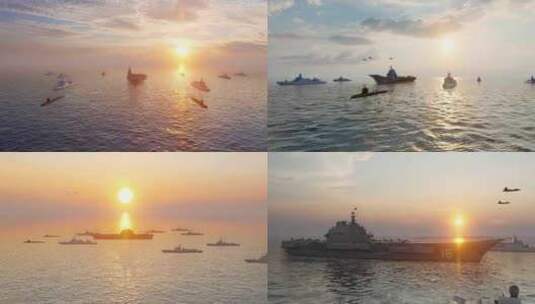 4K辽宁号航母舰队高清在线视频素材下载