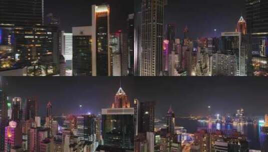 香港东区鲗鱼涌夜景航拍高清在线视频素材下载