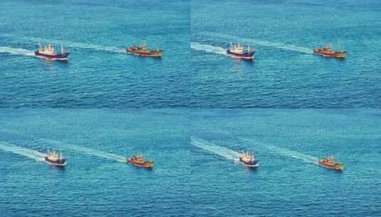 海上渔船青岛渔船航拍高清在线视频素材下载