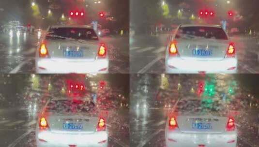 雨夜车窗雨刷道路行车高清在线视频素材下载