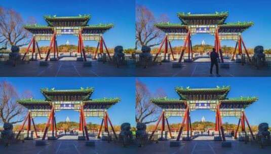 北京北海公园冬季风光延时高清在线视频素材下载