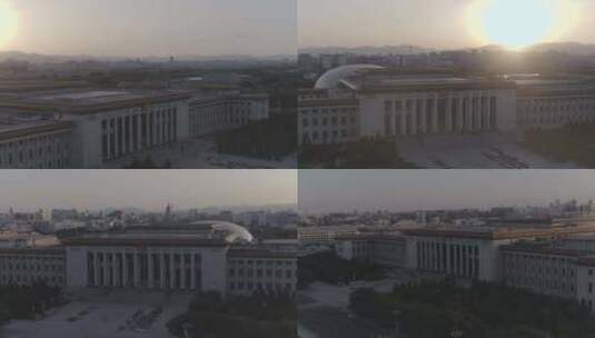 北京天安门广场人民大会堂航拍高清在线视频素材下载
