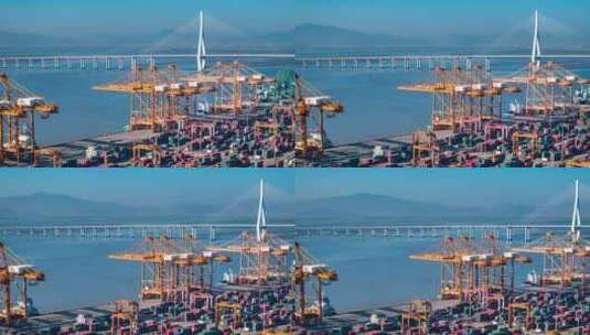 福建厦门远海码头集装箱港口航拍延时摄影高清在线视频素材下载