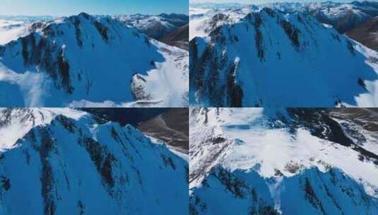 航拍冬季夹金山风景川西高原壮丽雪山景色美高清在线视频素材下载