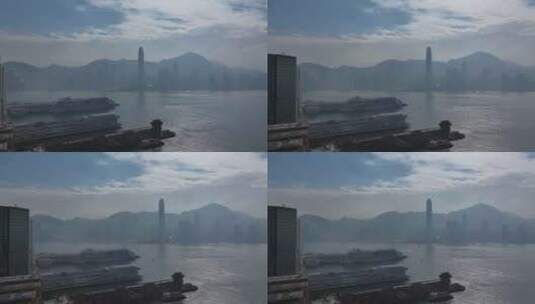 香港油麻地公众码头航拍高清在线视频素材下载