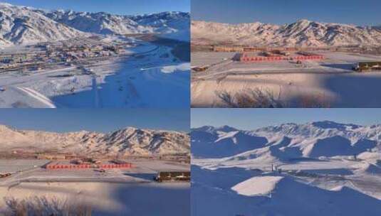 冬日新疆可可托海镇高清在线视频素材下载