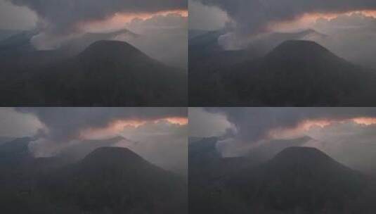 印尼爪哇岛布罗莫火山黄昏航拍自然风光高清在线视频素材下载