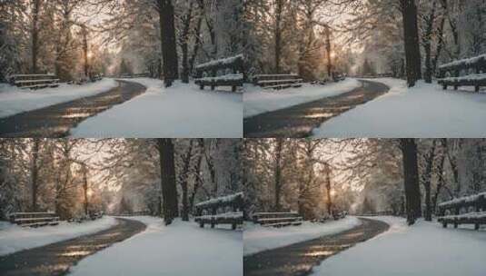 冬天雪地特写雪天风景下雪风光唯美冬季雪景高清在线视频素材下载