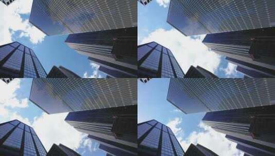 仰视城市高楼大厦蓝天白云延时高清在线视频素材下载