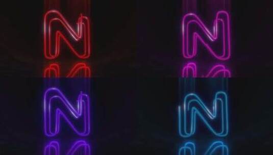 彩色霓虹灯字母N循环动画。高清在线视频素材下载