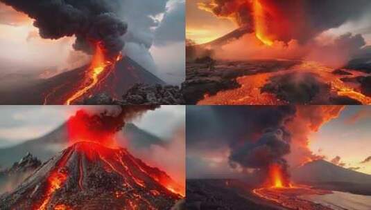 末日活火山爆发喷发岩浆自然灾害素材原创动高清在线视频素材下载