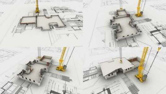 房屋从设计图纸中生长出来高清在线视频素材下载