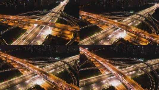 城市立交桥车辆车流夜景延时摄影高清在线视频素材下载