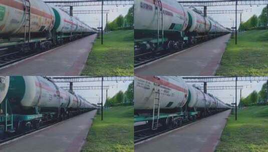 运输油罐的火车高清在线视频素材下载