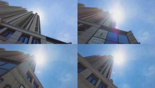 高楼大厦和阳光特写高清在线视频素材下载