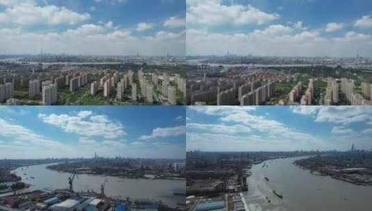 4k阳光明媚的上海航拍高清在线视频素材下载