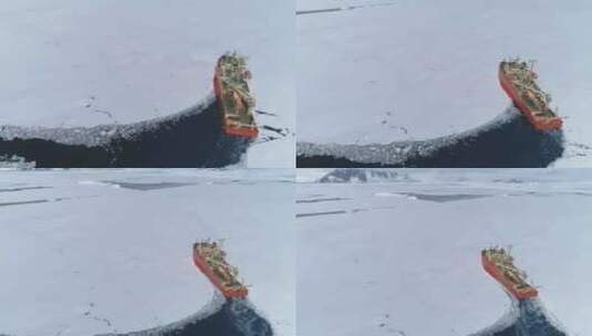 南极洲破冰船破冰高清在线视频素材下载