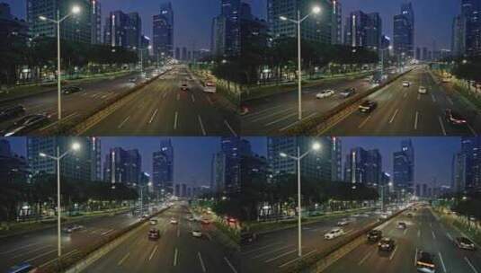 【正版素材】公路车流大城市入夜高清在线视频素材下载