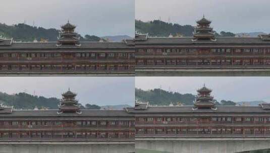 三江侗族自治县古宜大桥航拍高清在线视频素材下载