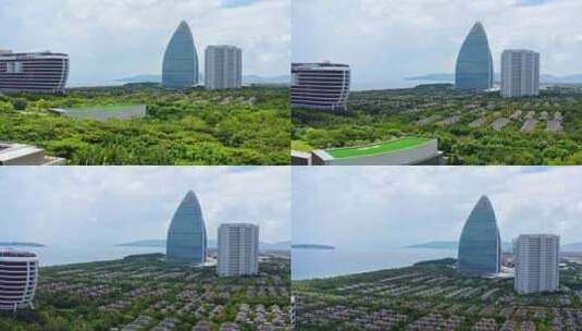 三亚市海棠湾亚特兰蒂斯和仁恒皇冠假日酒店高清在线视频素材下载