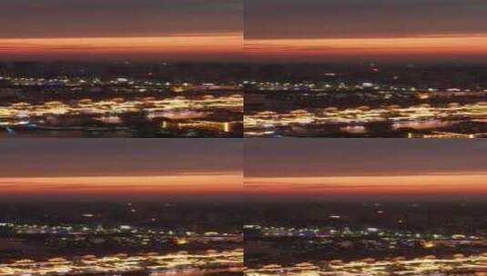 竖版航拍城市日落晚霞夕阳火烧云聊城高清在线视频素材下载