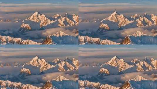 雪山云雾阳光山峰云海日出自然生态环境风景高清在线视频素材下载