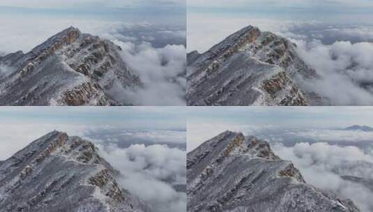 高山雪后云海航拍高清在线视频素材下载