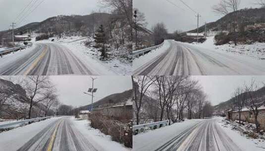 【原创】开车行驶在雪地公路上 下雪开车高清在线视频素材下载