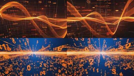 橙色数字背景科技空间数据流大数据高清在线视频素材下载