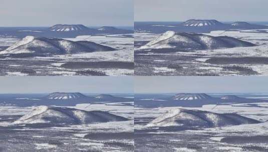 五大连池冬季雪原航拍高清在线视频素材下载