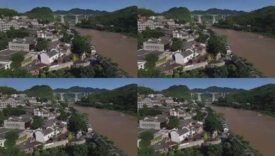 贵州遵义赤水河土城古镇航拍风光高清在线视频素材下载