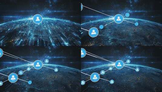 地球网络科技背景人物图标高清在线视频素材下载