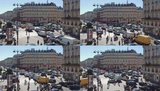 巴黎街道上拥挤的交通高清在线视频素材下载