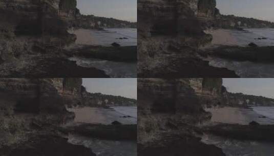 摇镜头拍摄一个女人在海边行走高清在线视频素材下载