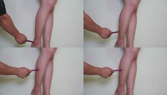 女性腿部穴位按摩膝盖高清在线视频素材下载