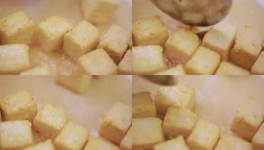 炸豆腐煎豆腐块 (4)高清在线视频素材下载