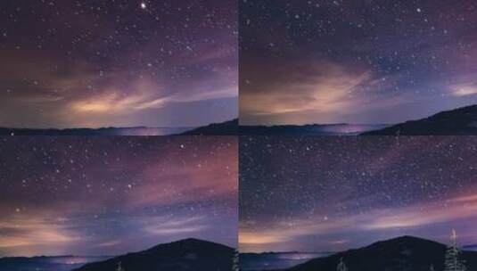群山中美丽的夜空星空高清在线视频素材下载