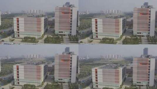 4k航拍广州增城知识城联通大楼高清在线视频素材下载