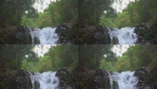 森林里的瀑布向下平移拍摄镜头高清在线视频素材下载