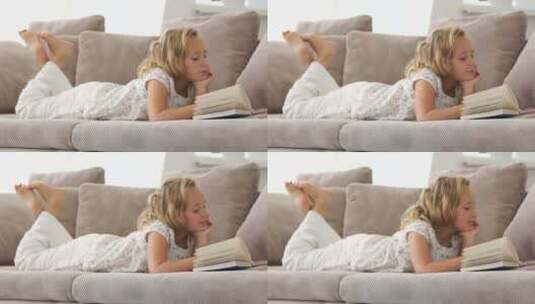 可爱的女孩在读书高清在线视频素材下载