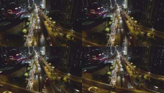 2022广州大道中珠江新城中山立交桥夜景高清在线视频素材下载