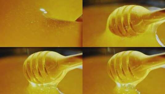 勺子放进新鲜的蜂蜜中高清在线视频素材下载