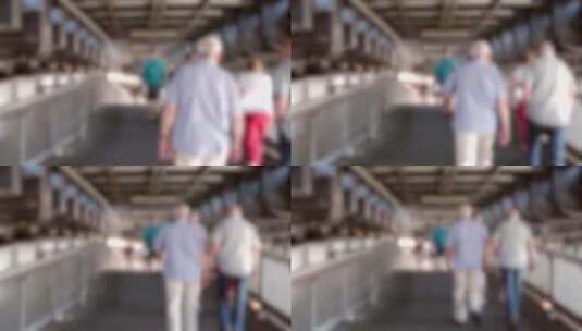 克罗德天桥上的行人失焦拍摄高清在线视频素材下载
