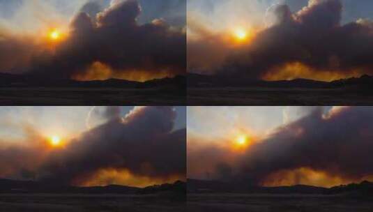 山上燃烧大火散发出大量烟雾高清在线视频素材下载