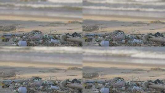 海滩上的垃圾高清在线视频素材下载