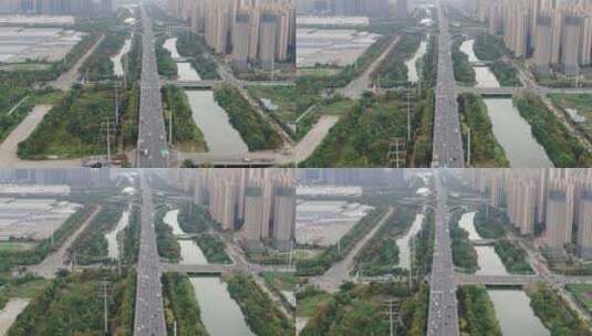 航拍湖北武汉南二环高架桥交通高清在线视频素材下载