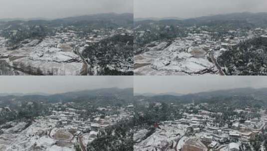 航拍 田园 冬天 雪景 农业高清在线视频素材下载