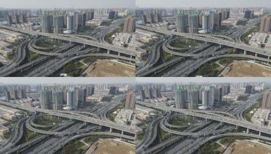 航拍城市交通高架桥车辆行驶高清在线视频素材下载