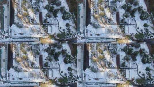 航拍城市雪景风光高清在线视频素材下载